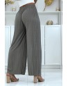 Pantalon palazzo plissé gris avec joli motif - 3
