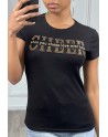Tee-shirt noir avec écriture dorée - 3