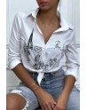 Chemise blanche cintrée avec illustration Paris - 5