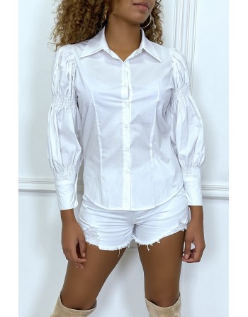 Chemise blanche à manches bouffantes - 7