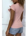 T-shirt rose manches courtes, avec des noeuds - 4