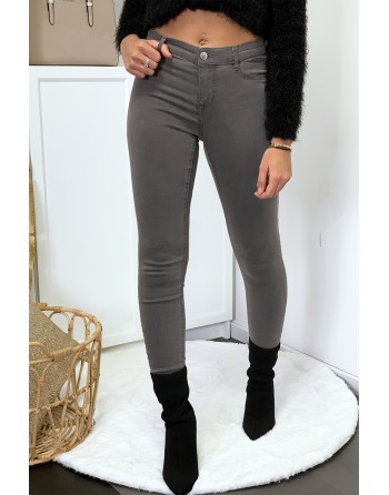 Jeans slim gris avec poches arrière - 1