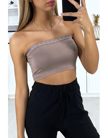 Bandeau taupe avec strass - 2