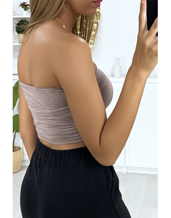 Bandeau taupe avec strass - 4