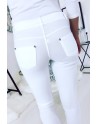 Pantalon slim Blanc, basic avec poche avant et arrière - 5