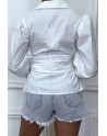 Chemise blanche avec manches bouffante et ceinture intégré - 1