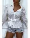 Chemise blanche avec manches bouffante et ceinture intégré - 5