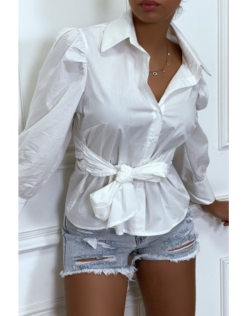 Chemise blanche avec manches bouffante et ceinture intégré - 6