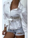 Chemise blanche avec manches bouffante et ceinture intégré - 8