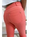 Pantalon slim rose avec poche et boutons strass. Mode femme 9934 - 8
