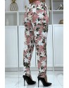 Pantalon fluide rose à motif floral B-10 - 5