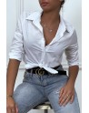 Chemise blanche cintré avec dessin au dos. Chemise femme - 3