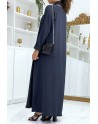 Longue abaya marine avec poches et ceinture - 3