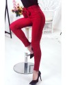 Pantalon rouge avec ceinture et poches - 3