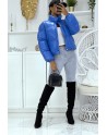 Doudoune bleu courte à manches longues et col montant couleur hyper tendance parfaite pour l'hiver - 1