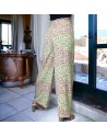 Pantalon palazzo pistache motif fleuris   - 3