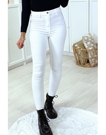 Jeans slim blanc stretch taille haute - 1
