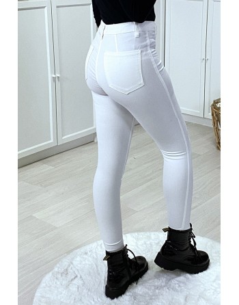 Jeans slim blanc stretch taille haute - 5
