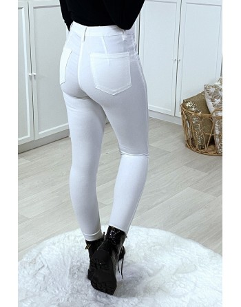 Jeans slim blanc stretch taille haute - 6