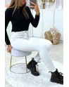 Jeans slim blanc stretch taille haute - 7