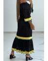 Robe noire stylé bohème avec broderies colorés et dentelle - 4
