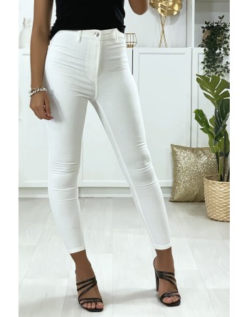 Jeans slim en blanc avec poches à l'arrière - 1