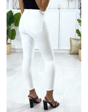 Jeans slim en blanc avec poches à l'arrière - 4