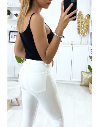 Jeans slim en blanc avec poches à l'arrière - 5