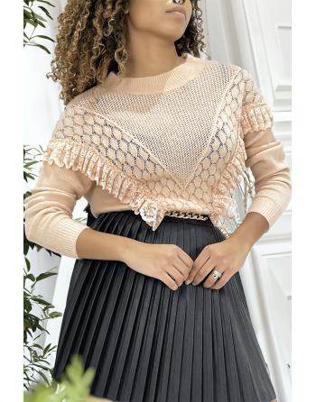 Pull rose col montant femme - 5
