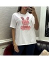 T-shirt over size blanc avec lapin en broderie et strass - 3