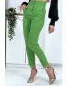 Pantalon cigarette vert anis femme - 8