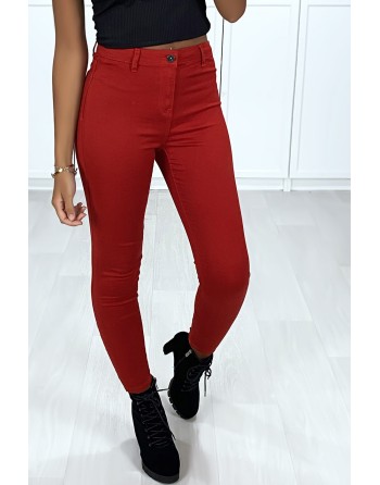 Jeans slim rouge très extensible avec poches à l'arrière - 3
