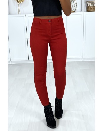 Jeans slim rouge très extensible avec poches à l'arrière - 5