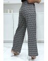 Pantalon palazzo joli motif noir avec poches - 1