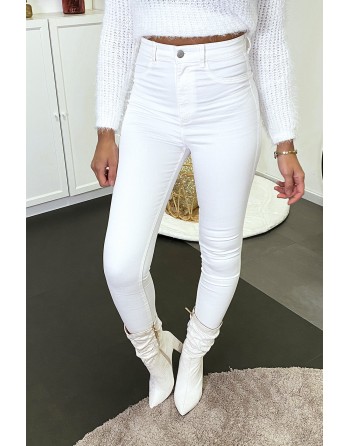 Pantalon jeans slim blanc avec poches arrières - 3