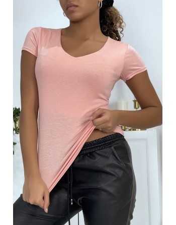 T-shirt rose manches courtes femme - 1