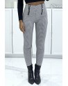 Pantalon slim extensible à motif à carreaux canard et double zip - 2