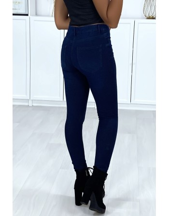 Jeans slim bleu marine très extensible avec 5 poches - 4