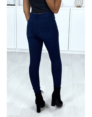 Jeans slim bleu marine très extensible avec 5 poches - 5