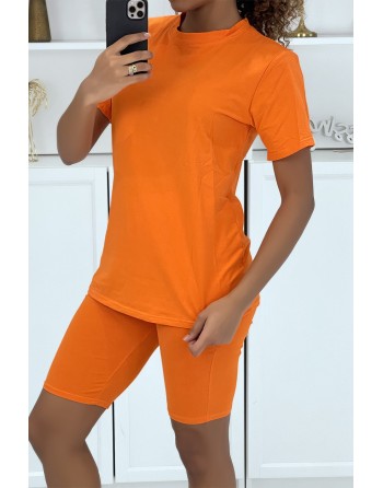 Ensemble T-shirt et cycliste orange avec ceinture - 3