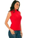 Débardeur rouge en tricot à col. F709 - 2