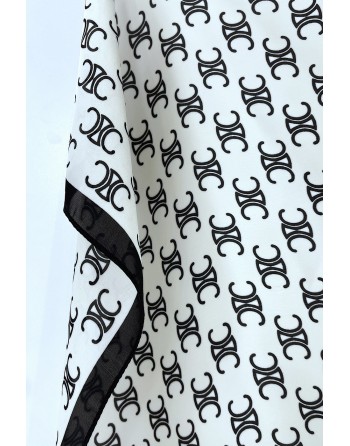 Foulard multi-usage en soie blanc à imprimé luxe "C" - 2