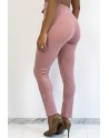 Pantalon slim rose taille haute avec ceinture et forme V - 5