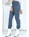 Pantalon treillis bleu en strech avec poches - 6