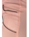 Pantalon slim rose en strech avec zip et suédine à l'avant - 7