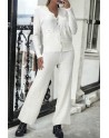 Ensemble blanc gilet et pantalon palazzo en jaquard très extensible - 2