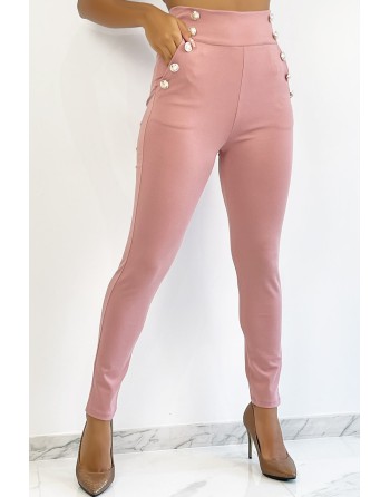 Pantalon rose avec poches style officier avec poches - 2