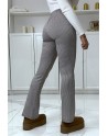 Pantalon camel motif carreaux patte d'eph - 3