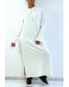 Longue robe sweat abaya blanche à capuche - 1
