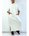 Longue robe sweat abaya blanche à capuche - 2